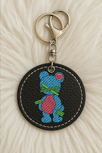 Cekuonline سلسلة مفاتيح جلدية للجنسين للرجال/النساء مطبوعة بطباعة مرحة باللون...