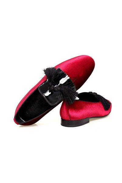 FRANCO CALVANI Bordo Color Laceless Genuine Leather Velvet Men's Shoes