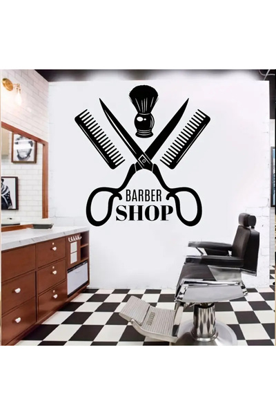 gollee pro Berber Dükkanları İçin Duvar Stiker 28cm x 29cm