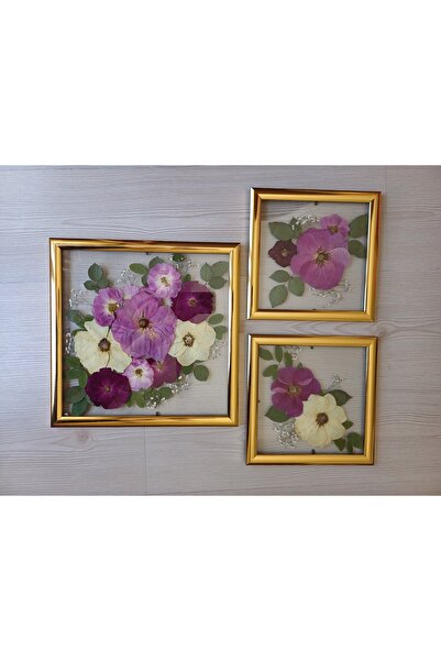 Store 3'lü kurutulmuş güllerden hazırlanmış tablo