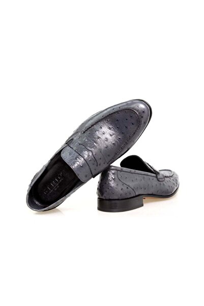 FRANCO CALVANI Gray Color Laceless Genuine Leather Men's Shoes