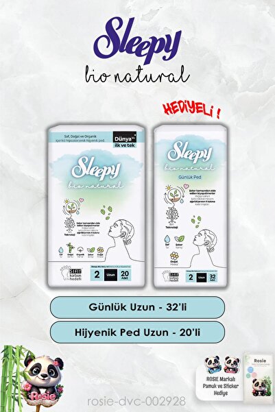 Sleepy فوط صحية يومية طويلة 32 قطعة وطويلة صحية 20 قطعة من بيو ناتشورال وروزي