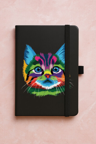 Cekuonline Promotional Undated Premium Thermo Notebook Patterned 192 Sheets - Confused Cat