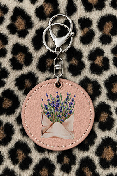 Cekuonline سلسلة مفاتيح جلدية قابلة للتجميع مع نقش مطبوع بتصميم مرح ولون وردي فاتح: حرف معطر