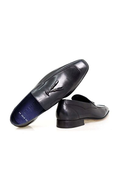 FRANCO CALVANI LACİVERT RENK BAĞCIKSIZ HAKİKİ DERİ ERKEK AYAKKABI