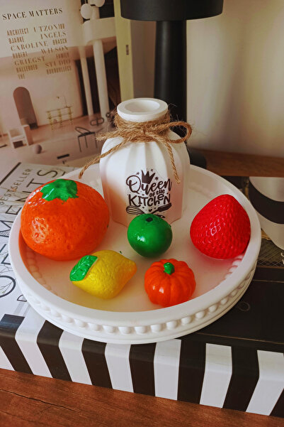 FourClovers “Dekoratif Meyve Biblo Seti & Queen of the Kitchen Vazo – Yuvarla...