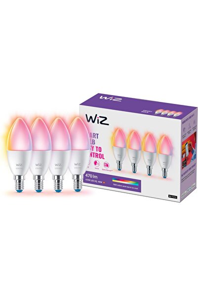 Wiz Akıllı LED Ampul E14 4'lü Set | 16 Milyon Renk, Dim Edilebilir, WiFi & Bl...
