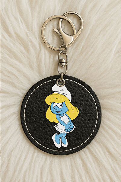 Cekuonline سلسلة مفاتيح جلدية للجنسين للرجال/النساء مطبوعة بطباعة مرحة باللون الأسود: شيرين