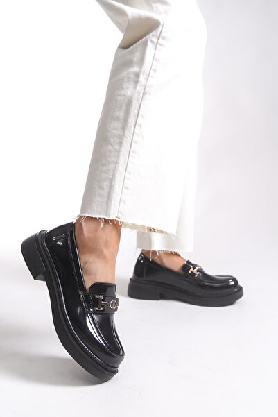 Riccon Kadın Loafer 00121805 Siyah Rugan