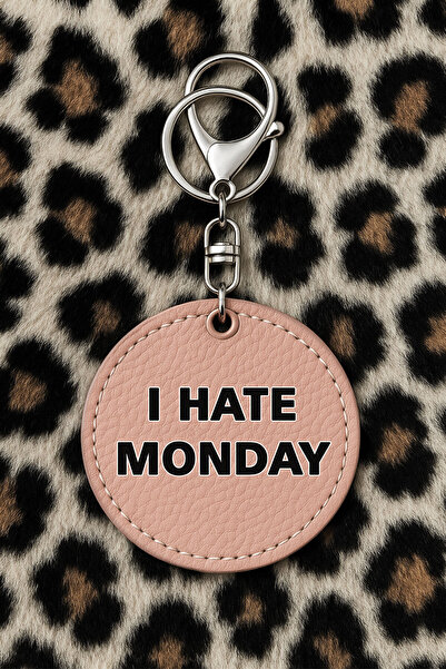 Cekuonline سلسلة مفاتيح جلدية قابلة للتجميع مع نقش مطبوع بتصميم مرح: أنا أكره يوم الاثنين