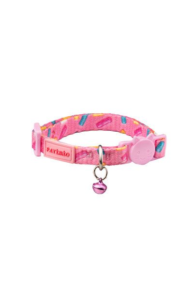 PATİMİO Pink Bones Ayarlanabilir, Güvenlik Kilitli Çıngıraklı Kedi Boyun Tasması