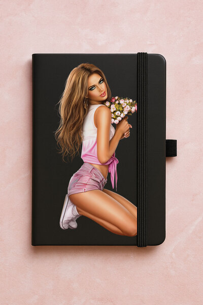 Cekuonline Promotional Undated Premium Thermo Notebook Patterned 192 Sheets - Beautiful Girl