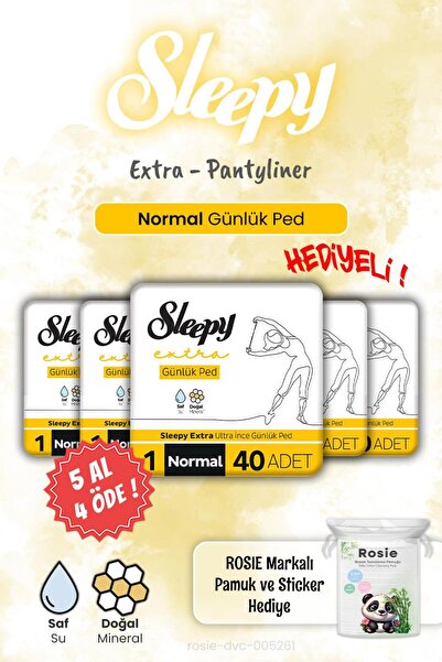 Sleepy اشتري 5 واحصل على 4 فوط يومية إضافية عادية 40 قطعة وهدية روزي