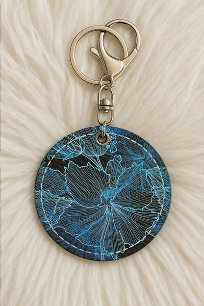 Cekuonline سلسلة مفاتيح جلدية للجنسين للرجال/النساء مطبوعة بطباعة مرحة باللون الأسود: مابينج