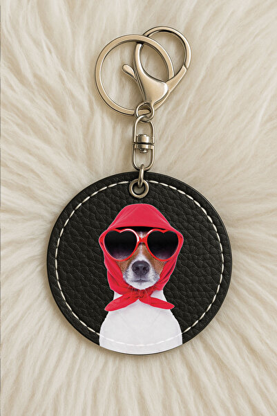 Cekuonline Unisex Men/Women Leather Keychain Humorous Printed with Hook Black...