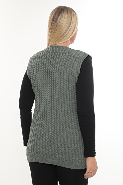 İKSUN Жіночий светр з V-подібним вирізом, зимовий, з товстої вовни, з плетеним візерунком, на ґудзиках, з кишенями, для мам