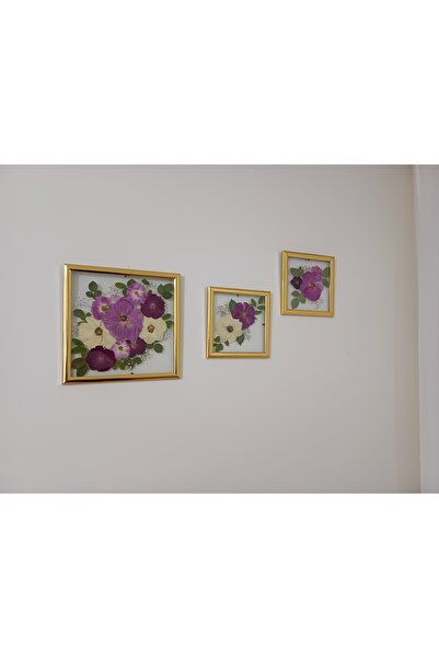 Store 3'lü kurutulmuş güllerden hazırlanmış tablo