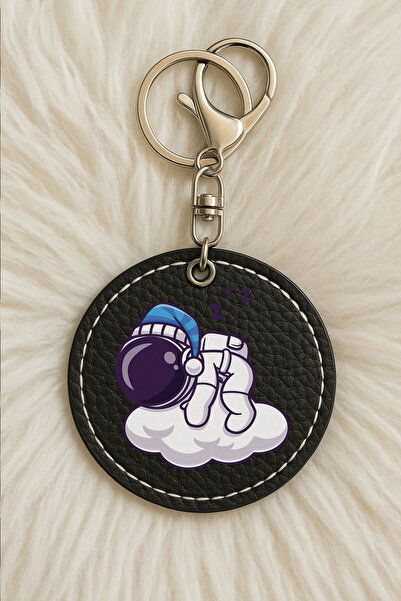 Cekuonline Unisex Men/Women Leather Keychain Humorous Printed with Hook Black...