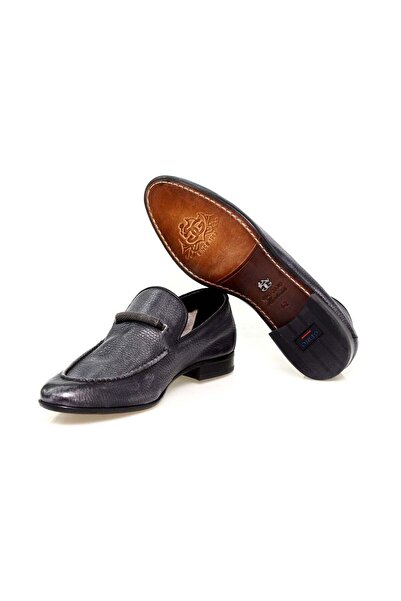 FRANCO CALVANI Gray Color Laceless Genuine Leather Men's Shoes