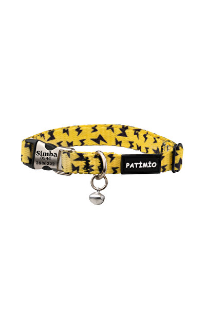 PATİMİO Yellow Boom Ayarlanabilir, Metal Kilitli Çıngıraklı Kedi Boyun Tasmas...