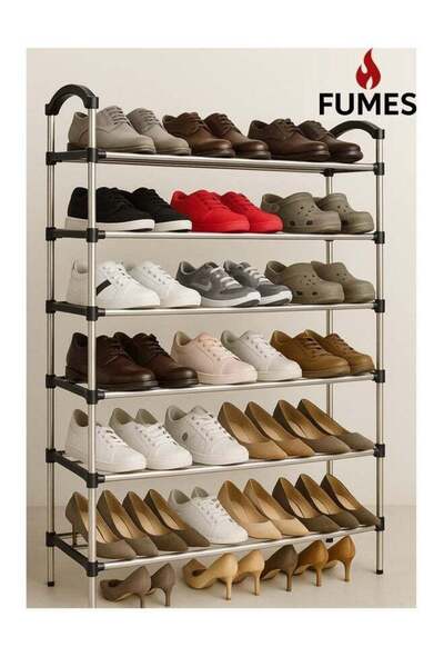 Fumes منظم أحذية فولاذي كبير السعة بستة طبقات للمدخل والخزانة