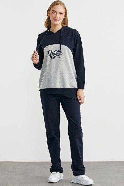 Sementa Oversize Hooded Tracksuit Set - Navy Blue