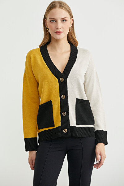 Sementa Color Gradient Oversize Wool Knit Cardigan - Stone