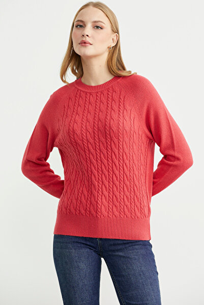 Sementa Patterned Crew Neck Sweater - Rose