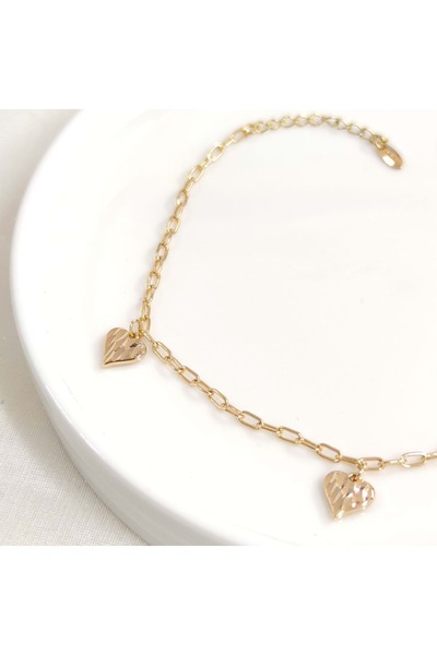 Güler Yüzlü Silver خلخال قلب من شوبينغ باللون الوردي 22+4 سم