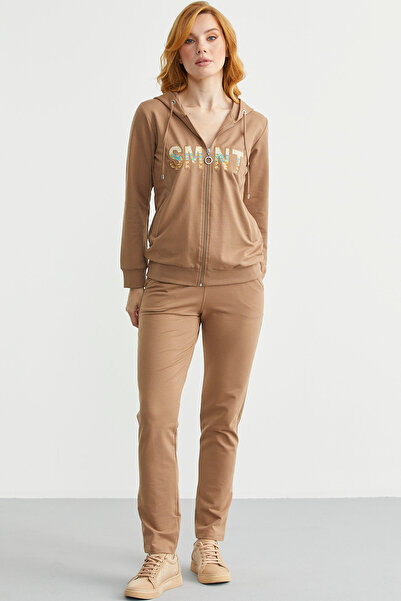 Sementa Set de trening oversize cu fermoar - Camel