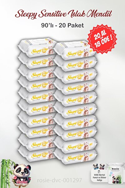 Sleepy اشتري 20 واحصل على 18 مناديل مبللة حساسة 90 منديل وروزي