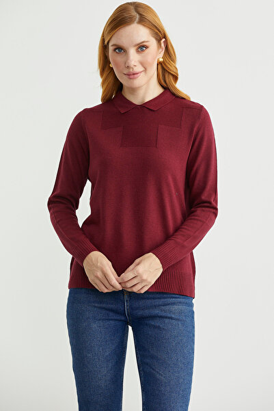 Sementa Bebe Yaka Yünlü Triko Kazak - Bordo