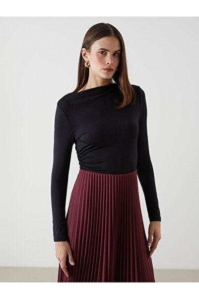 LC Waikiki Black Stand Collar Women's Bodysuit