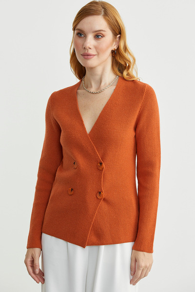 Sementa Masculine Double-Breasted Knitwear Jacket - Orange