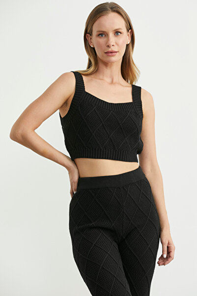 Sementa Cotton Crop Pants Knitwear Set - Black