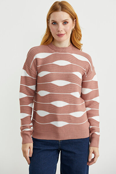 Sementa Color Combination Knitwear Sweater - Rose