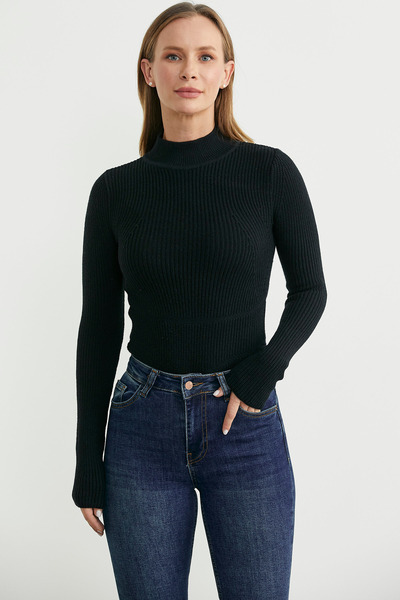 Sementa سترة تريكو نصفية بتصميم صياد السمك - أسود