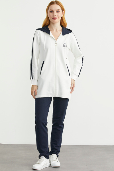 Sementa Σετ αθλητική φόρμα με κουκούλα και φερμουάρ - Εκρού