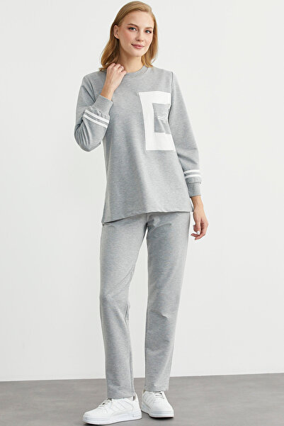 Sementa Oversize Piece Detailed Tunic Tracksuit Set - Gray
