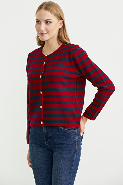 Sementa Colorful Striped Knitwear Short Cardigan - Red