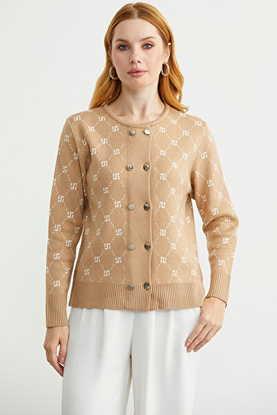 Sementa Logo Button Detailed Knitwear Cardigan - Camel