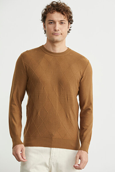 Sementa Baklava Motif Detailed Knitwear Sweater - Camel