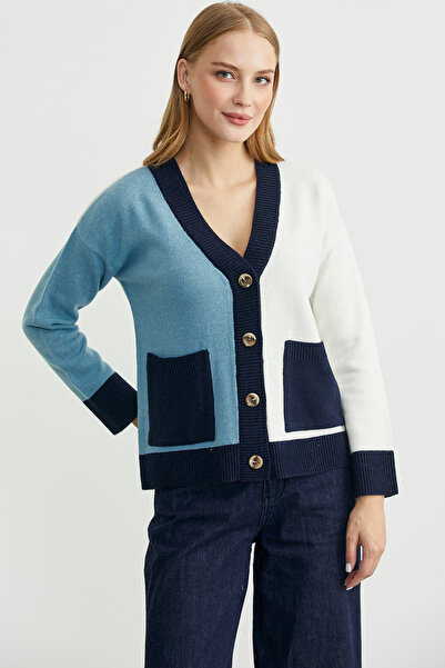 Sementa Color Gradient Oversized Wool Knit Cardigan - Bone