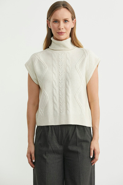 Sementa Full Fisherman Crop Knit Sweater - Bone