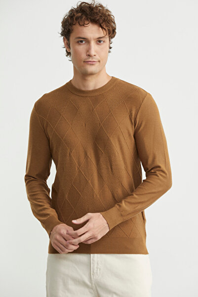 Sementa Baklava Motif Detailed Knitwear Sweater - Camel