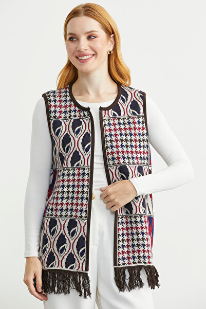 Sementa Patterned Bohemian Wool Knit Vest - Stone