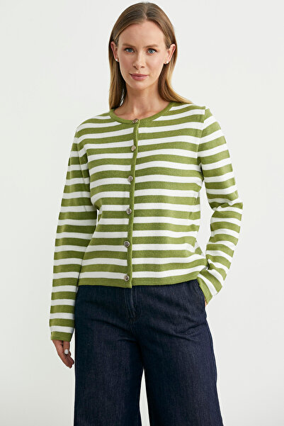 Sementa Colorful Striped Knitwear Short Cardigan - Green