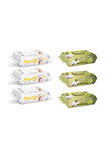 Sleepy منشفة مبللة حساسة 90 قطعة × 3 قطع + زيت زيتون 90 قطعة × 3 قطع