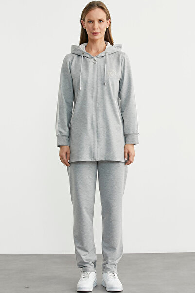 Sementa Σετ αθλητικής φόρμας με κουκούλα και φερμουάρ - Γκρι