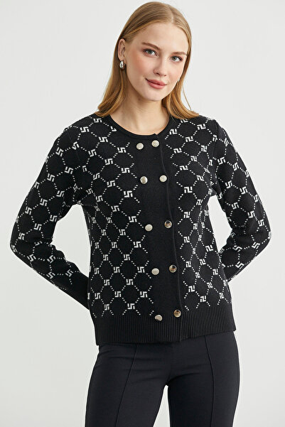 Sementa Logo Button Detailed Knitwear Cardigan - Black